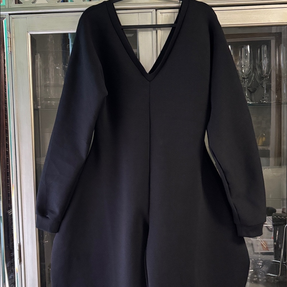 AKIRA COMFY COZY SWEATSHIRT JUMPSUIT IN BLACK - L